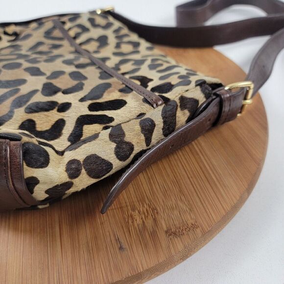 Tory Burch Leopard Crossbody City Bag Shoulder Bag Purse Brown Leather - Picture 6 of 16